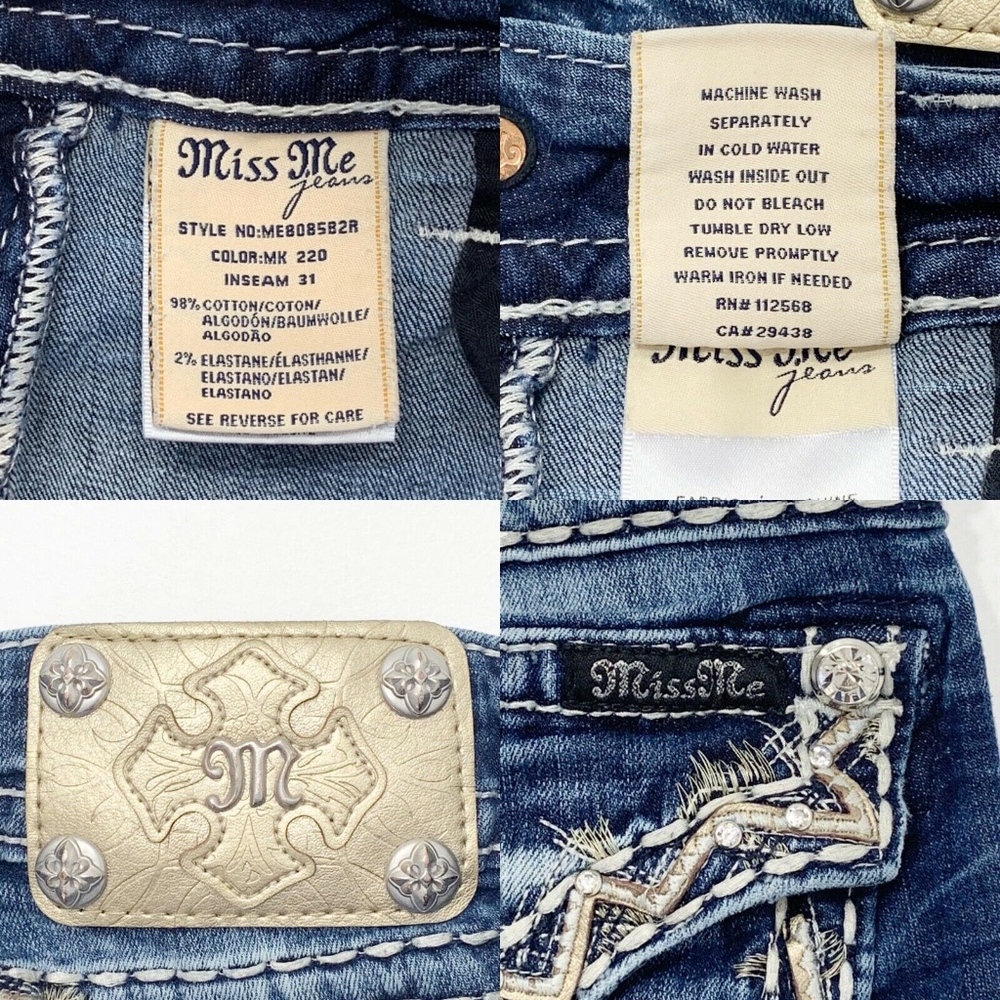 Miss Me Womens Size 28 Boot Cut Jeans Mid Rise - Picture 7 of 8